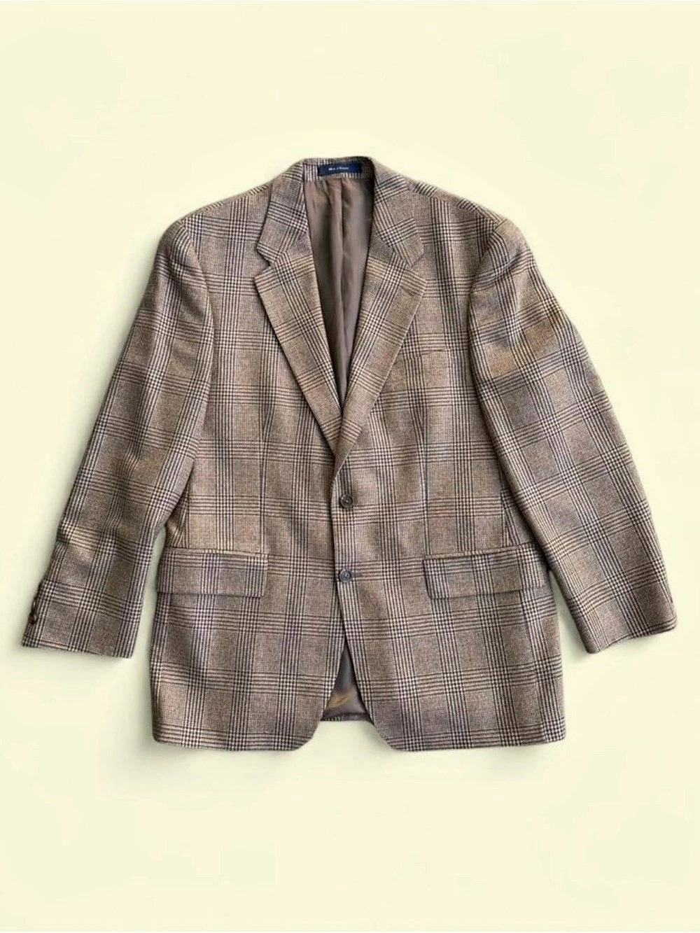 Ralph Lauren Silk Wool Plaid Houndstooth Blazer 42R